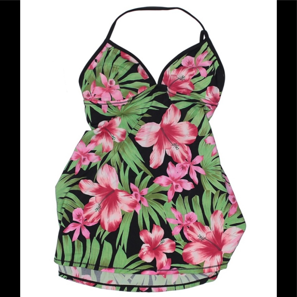 Floral pinup one piece bathing suit